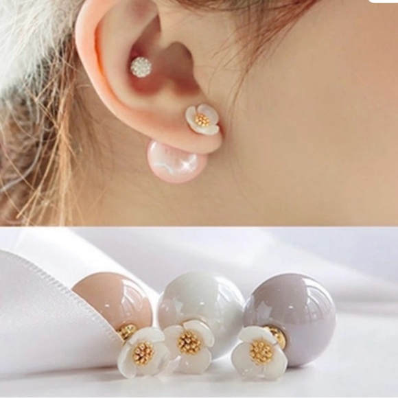 unbranded Jewelry - Double Sided Flower Stud Ball Earrings